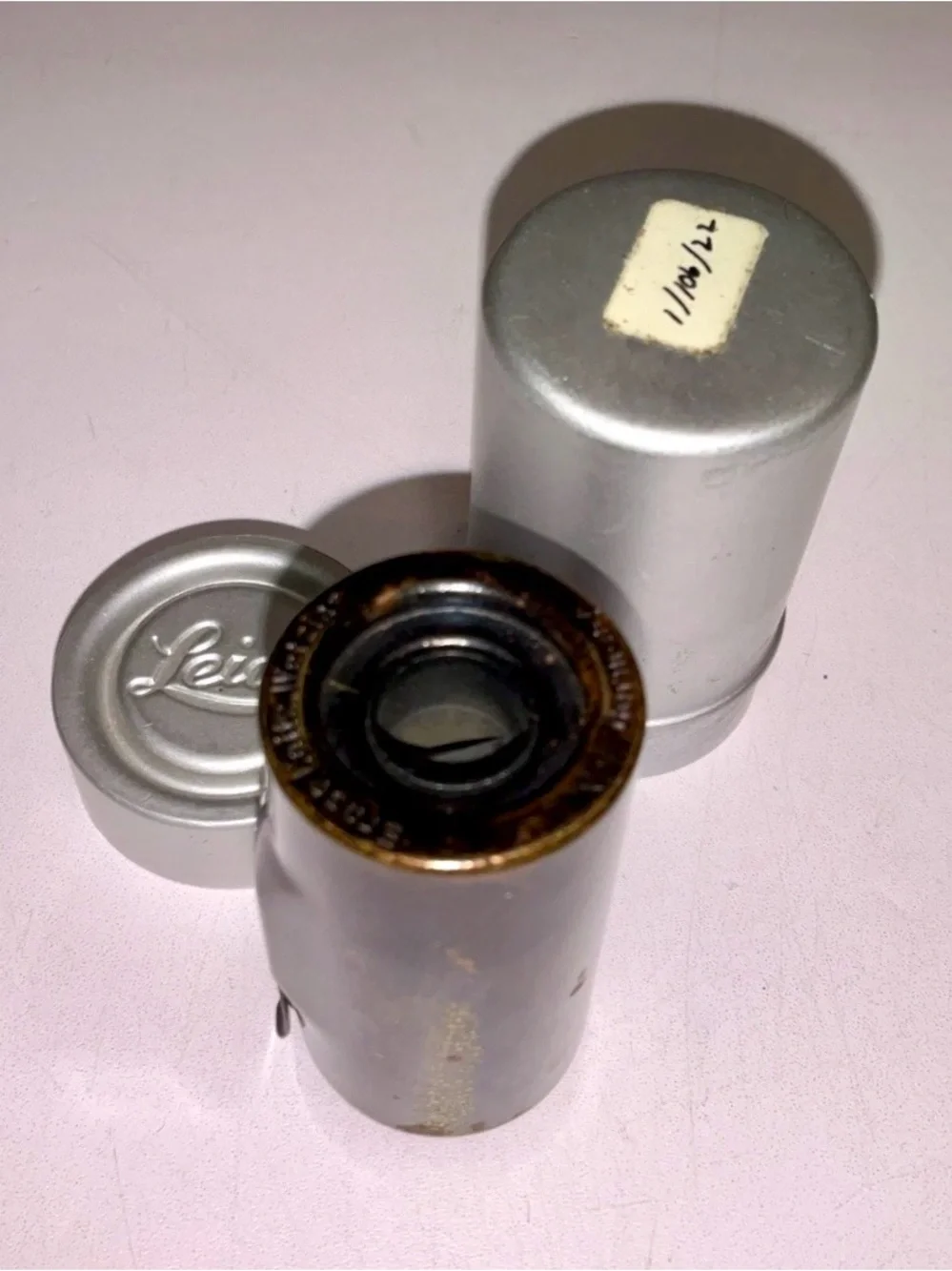 Vintage Leica Leitz Wetzlar Germany Reloadable 35mm Film Cassette w/ Metal Case